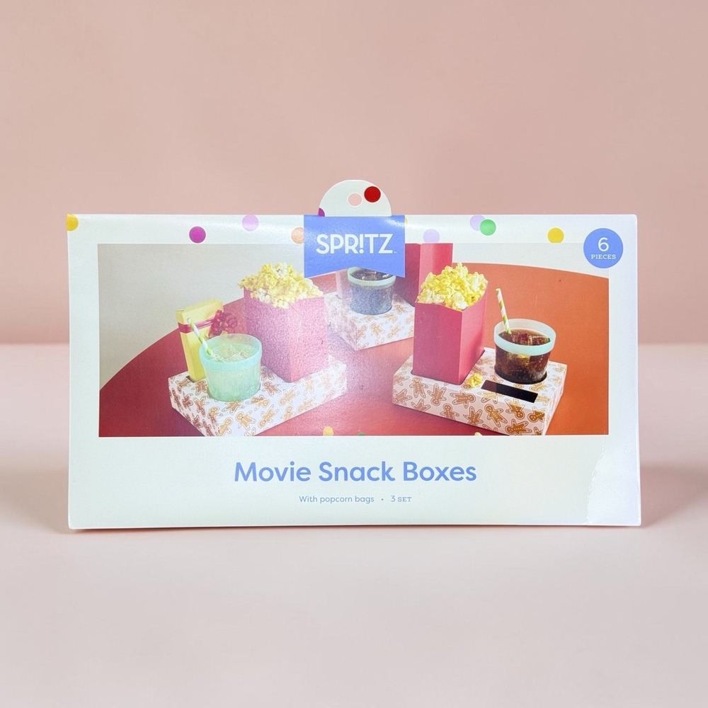 Spritz Movie Snack Boxes 6pc Set Gingerbread Popcorn Bags Christmas Party NIP